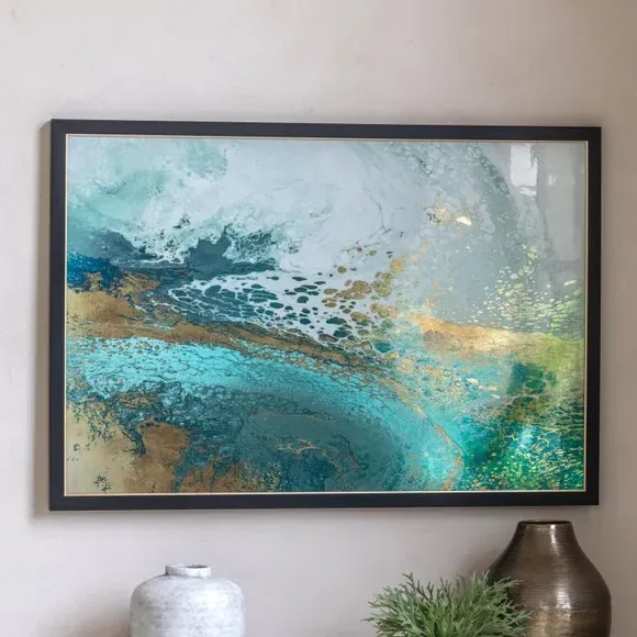 Large Framed Canvas - Blue, Abstract Design image