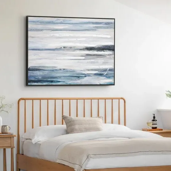 Large Framed Canvas Print - Blue, Abstract image