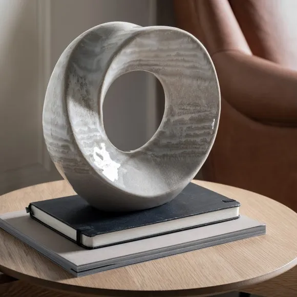 Large Ornament with Organic Shape - Grey, Ceramic image