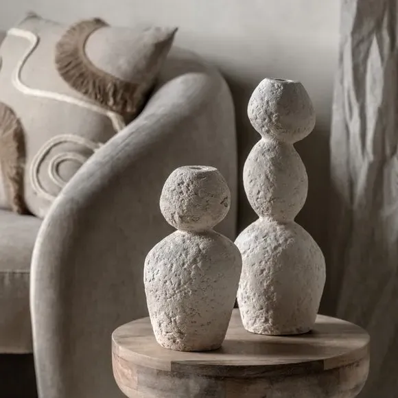 Large Pebble Candle Holder - Natural, Ceramic