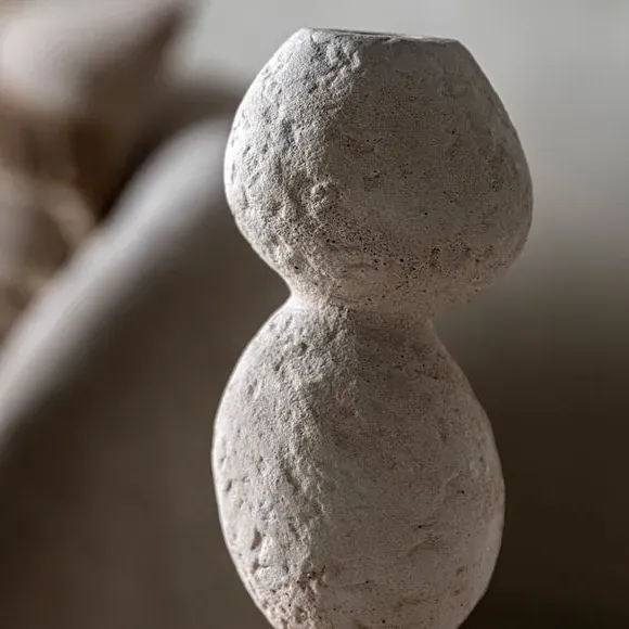 Large Pebble Candle Holder - Natural, Ceramic