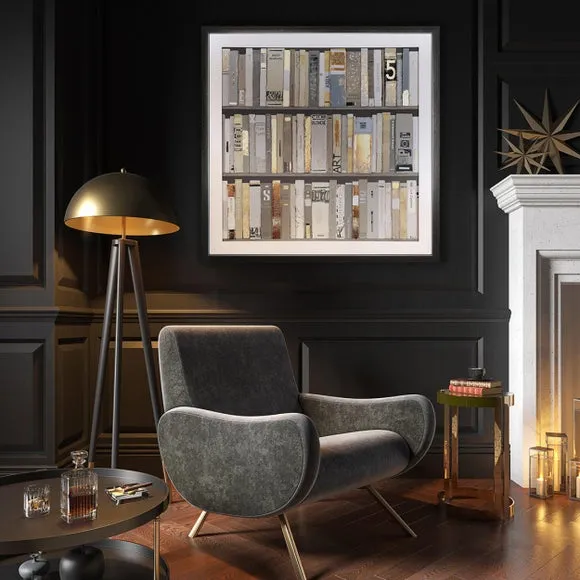 Library Framed Print with Foil - Grey image