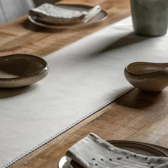 Linen Effect Table Runner - Cream, Cotton image