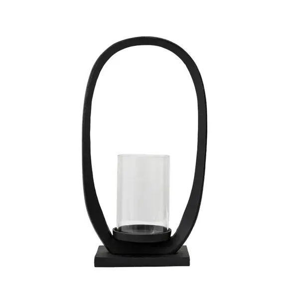 Loop Lantern with Glass Cylinder - Black image