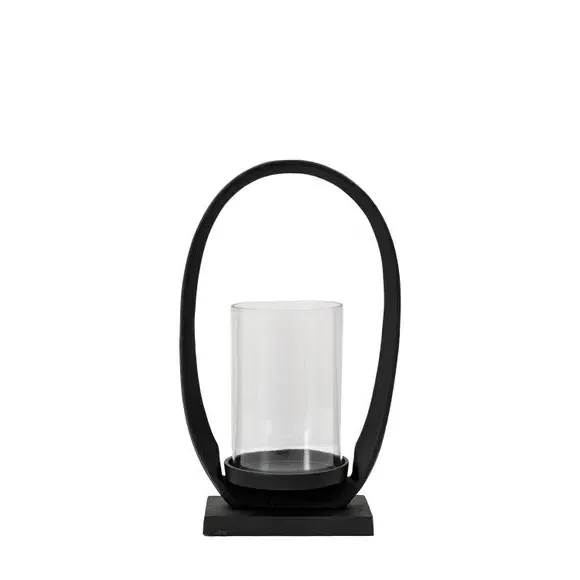 Loop Lantern with Glass Cylinder - Black image