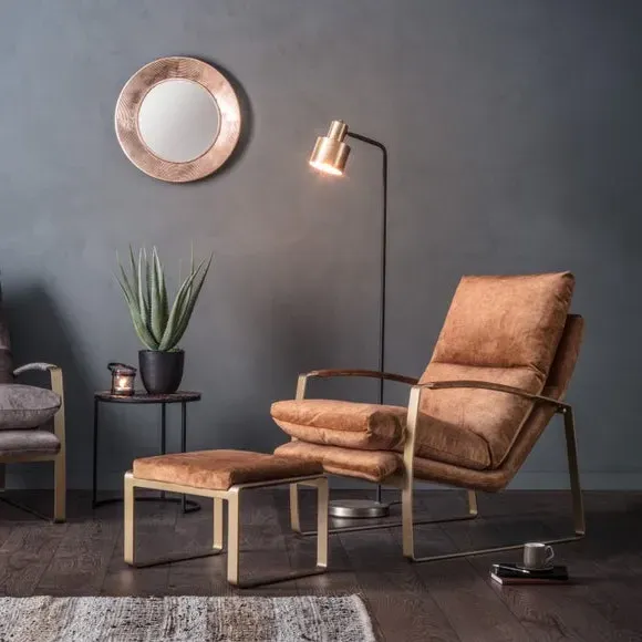 Lounger Accent Chair - Ochre, Upholstered