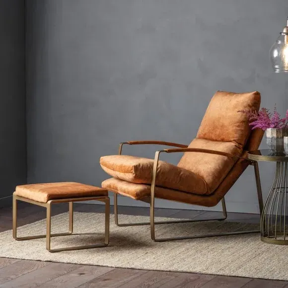Lounger Accent Chair - Ochre, Upholstered