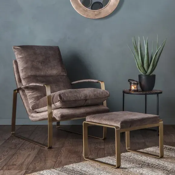 Lounger Accent Chair with Metal Frame - Mineral