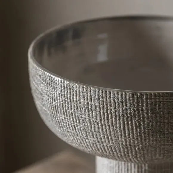 Medium Bowl Vase with Ribbed Texture - Natural