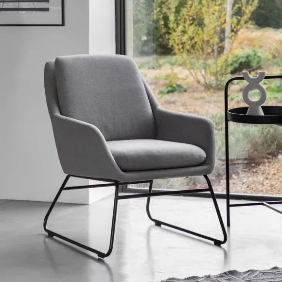 Metal Frame Accent Chair - Grey, Fabric image