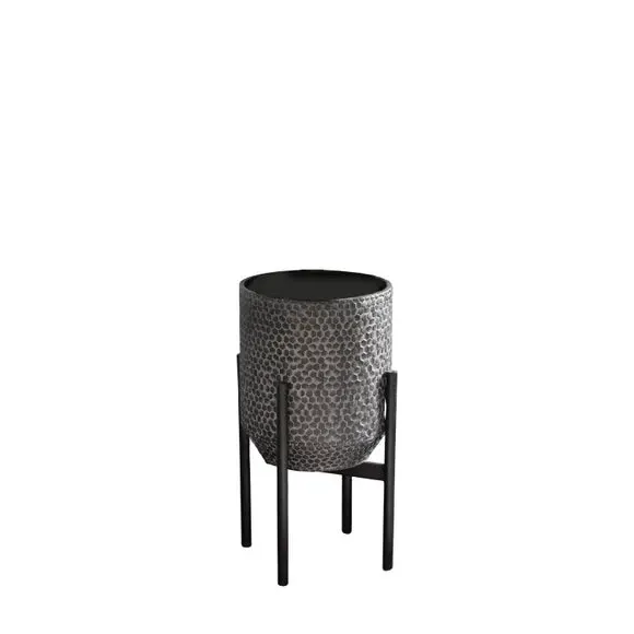 Metal Plant Stand with Honeycomb Design - Black