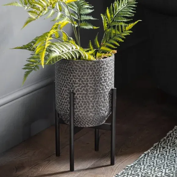 Metal Plant Stand with Honeycomb Design - Black image