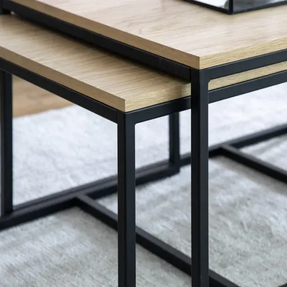Nest of Coffee Tables - Light Wood, Oak Veneer
