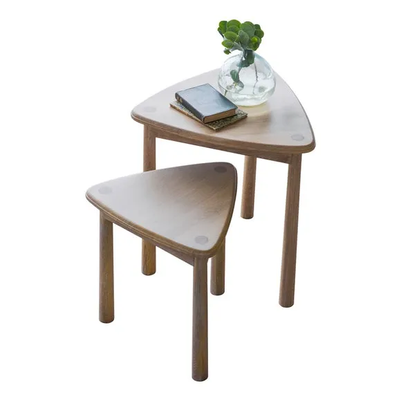 Nest of Tables with Chevron Design - Natural, Oak