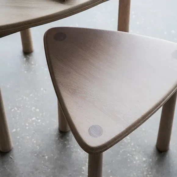 Nest of Tables with Chevron Design - Natural, Oak image