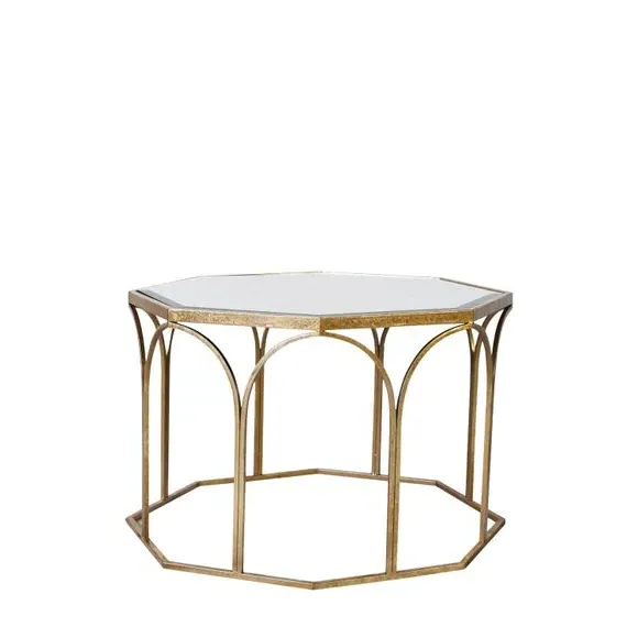 Octagonal Coffee Table - Gold, Glass