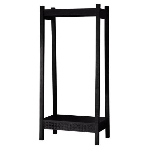 Open Wardrobe with Fretwork Detail - Black, Mango