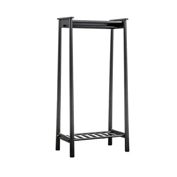Open Wardrobe with Rail - Black, Oak