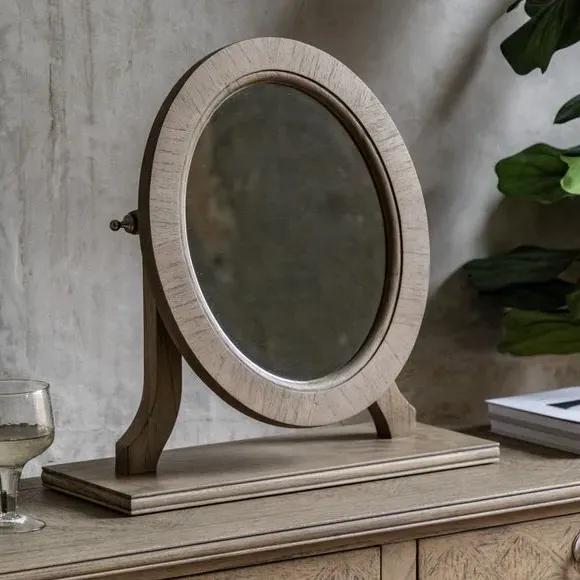 Oval Dressing Table Mirror - Natural, Mindy Wood image