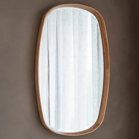 Oval Wall Mirror - Natural, Solid Wood