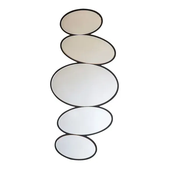 Pebble Stack Wall Mirror - Black, Wood