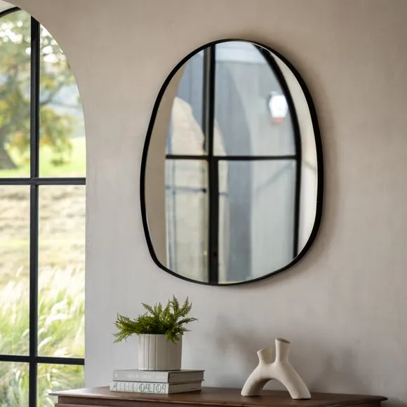 Pebble Wall Mirror with Minimal Frame - Black