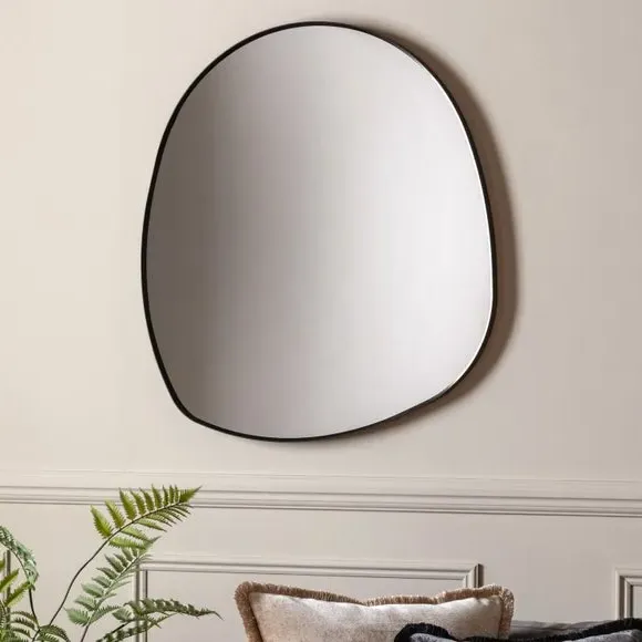 Pebble Wall Mirror with Minimal Frame - Black