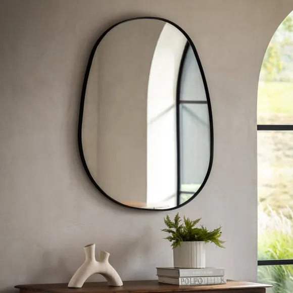 Pebble Wall Mirror with Minimal Frame - Black image