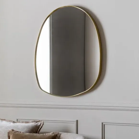 Pebble Wall Mirror with Minimal Frame - Gold