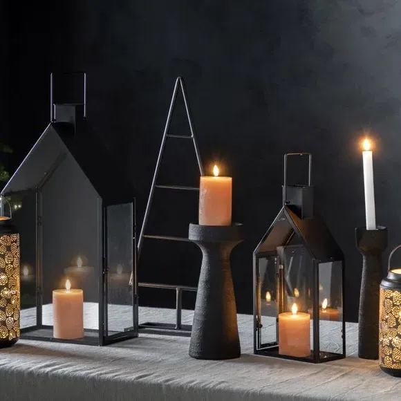 Pillar Candle Holder - Black, Terracotta