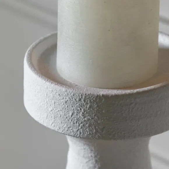 Pillar Candle Holder - White, Terracotta