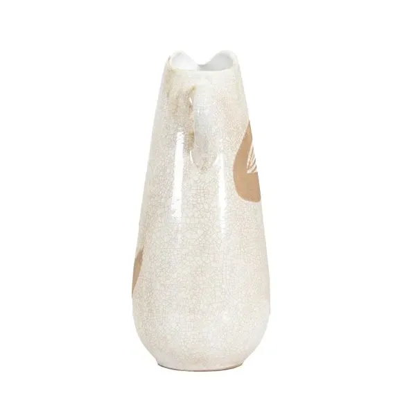 Pitcher Jug Vase with Crackle Glaze - Brown