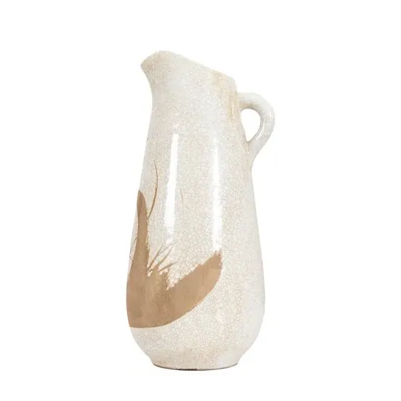 Pitcher Jug Vase with Crackle Glaze - Brown
