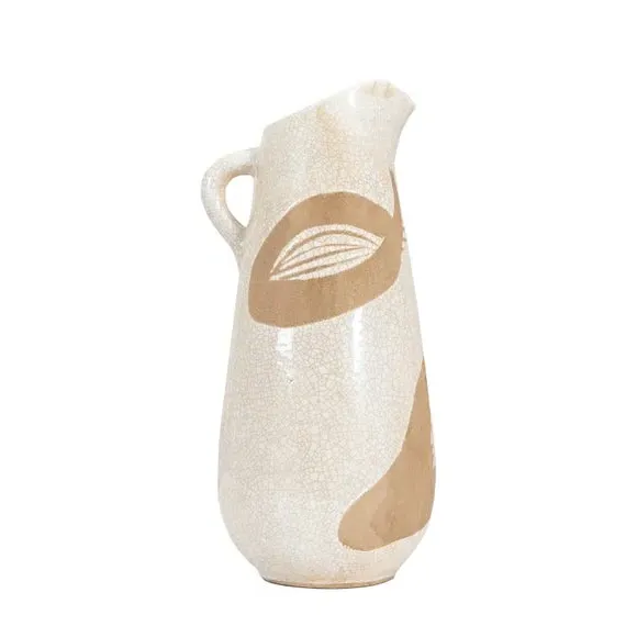 Pitcher Jug Vase with Crackle Glaze - Brown image