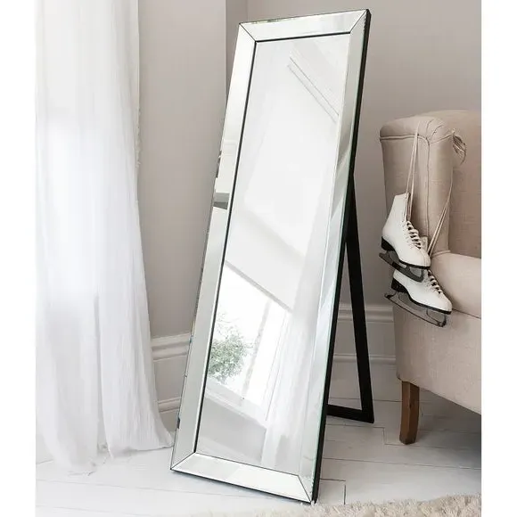 Rectangle Cheval Mirror Free Standing - Silver