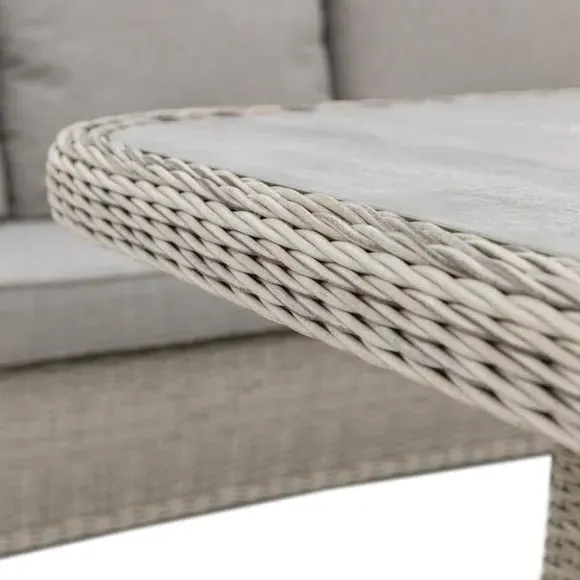 Rectangle Dining Set with Bench - White, Rattan