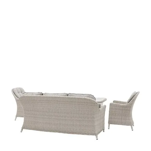 Rectangle Dining Set with Bench - White, Rattan
