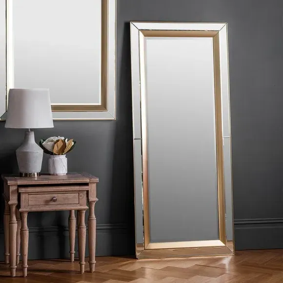 Rectangle Full Length Leaner Mirror - Gold image