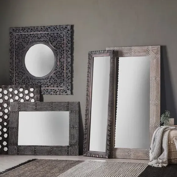 Rectangle Full Length Leaner Mirror - Grey