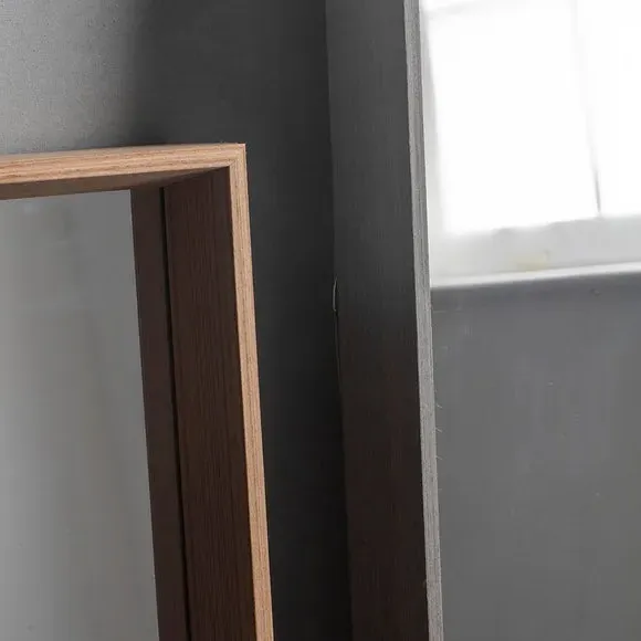 Rectangle Full Length Leaner Mirror - Grey, Wood