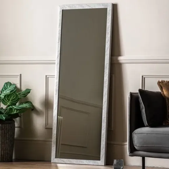 Rectangle Full Length Leaner Mirror - White