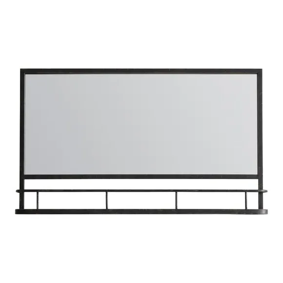 Rectangle Overmantel Mirror with Shelf - Grey, Metal
