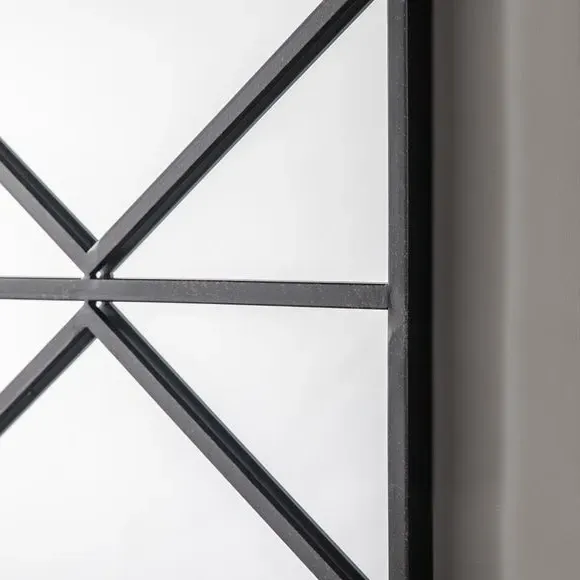 Rectangle Wall Mirror Geometric Design - Black Metal
