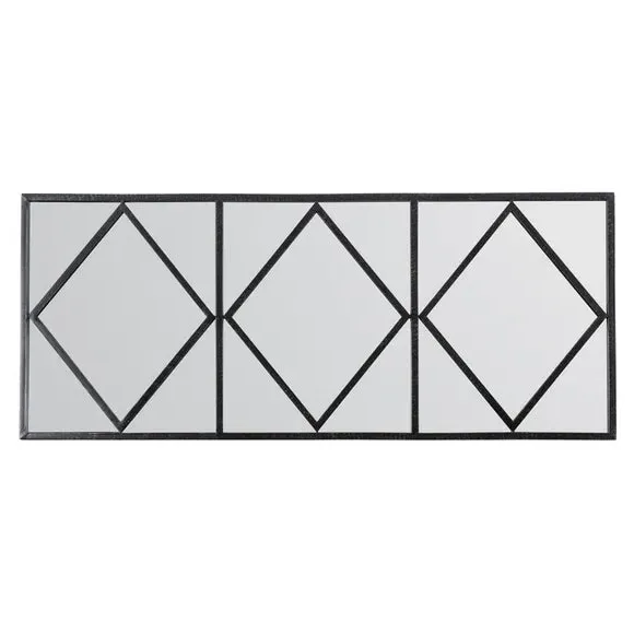 Rectangle Wall Mirror Geometric Design - Black Metal