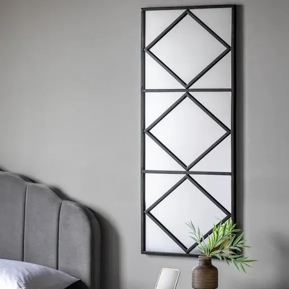 Rectangle Wall Mirror Geometric Design - Black Metal image