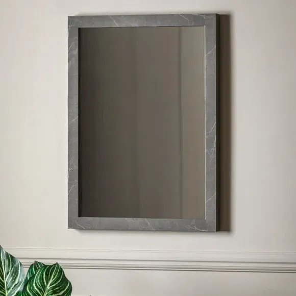 Rectangle Wall Mirror Marbled Frame - Grey image
