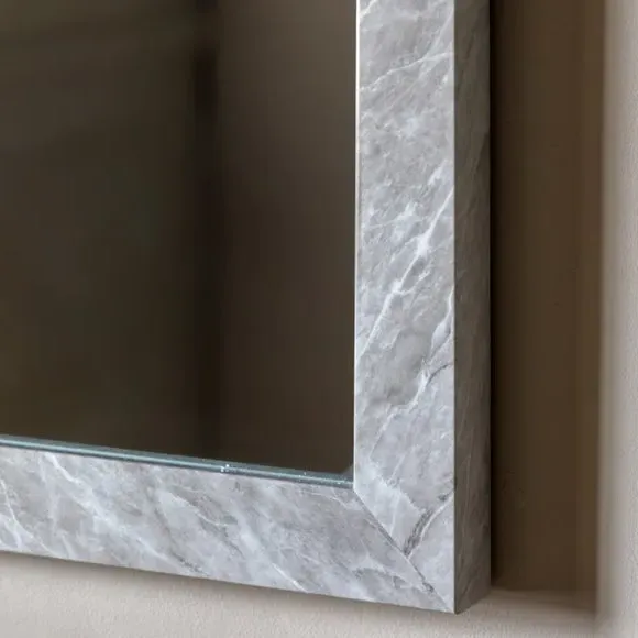 Rectangle Wall Mirror Marbled Frame - White