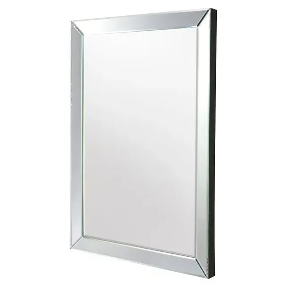 Rectangle Wall Mirror with Angled Frame - Silver image