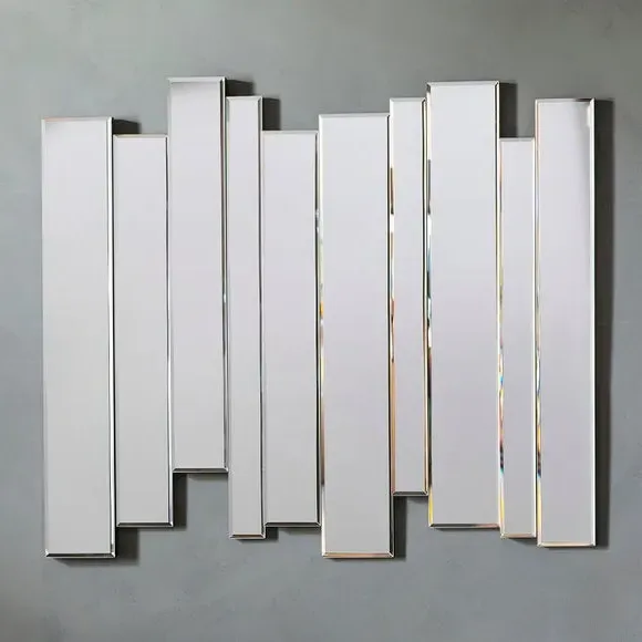 Rectangle Wall Mirror with Bevelled Panels - Silver image