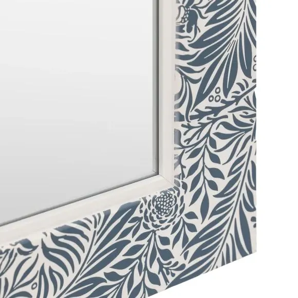 Rectangle Wall Mirror with Floral Frame - Blue